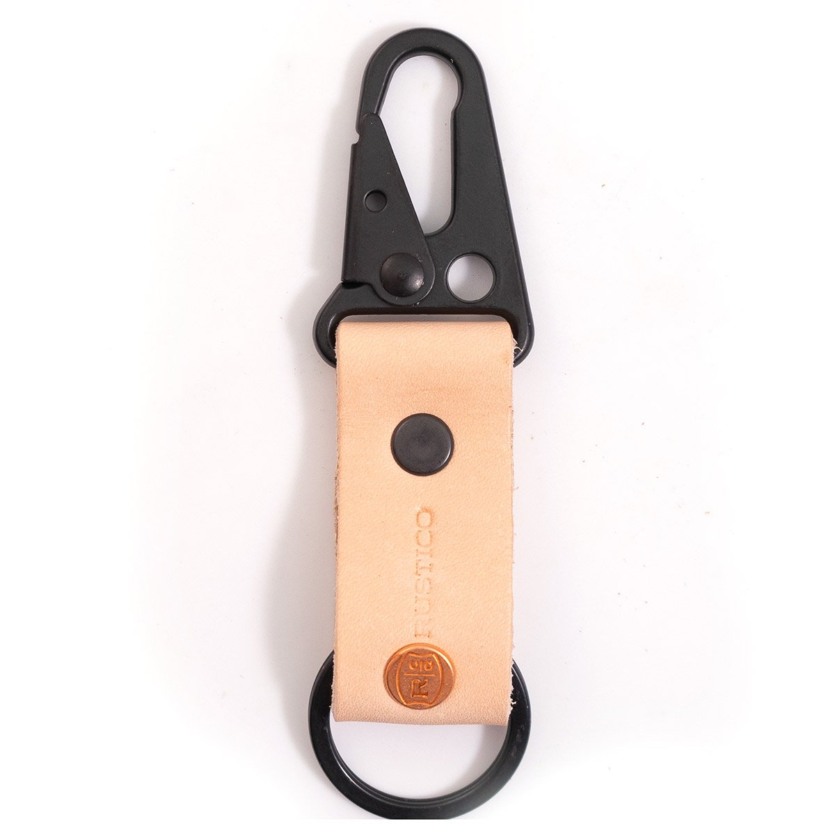 Rustico Clip Leather Keychain Black