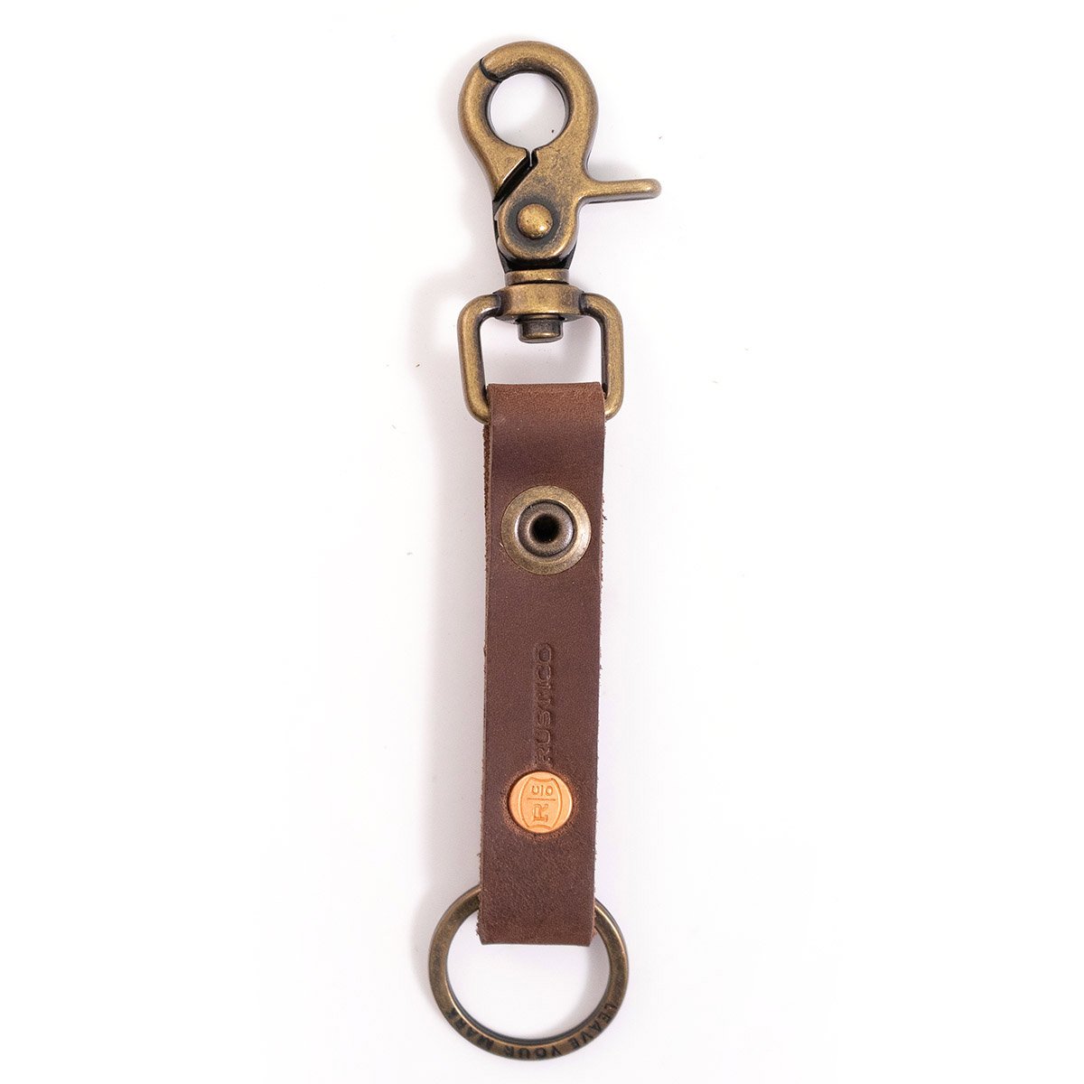 通用 2 Pack Leather Belt keepers+1 Solid Brass buckles,elastic Leather Belt Loop Keepers Keychain for Men and Women (Brown)
