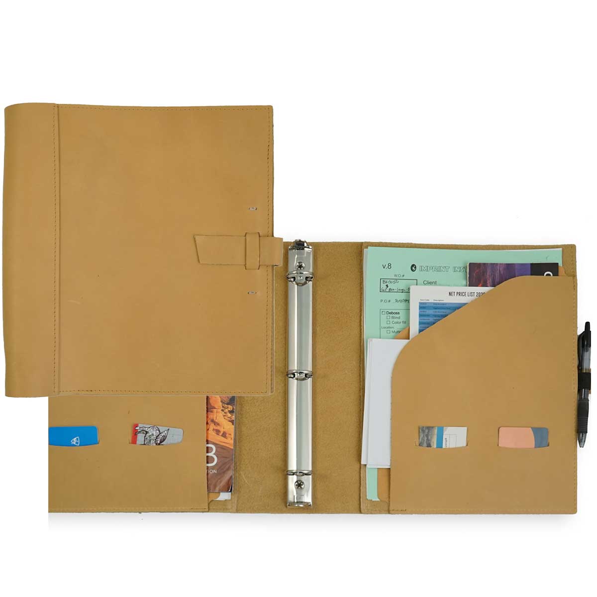 Rustico OF0070-0002-01 Soft Leather Binder Pro 8.5'' x 11'' in Saddle